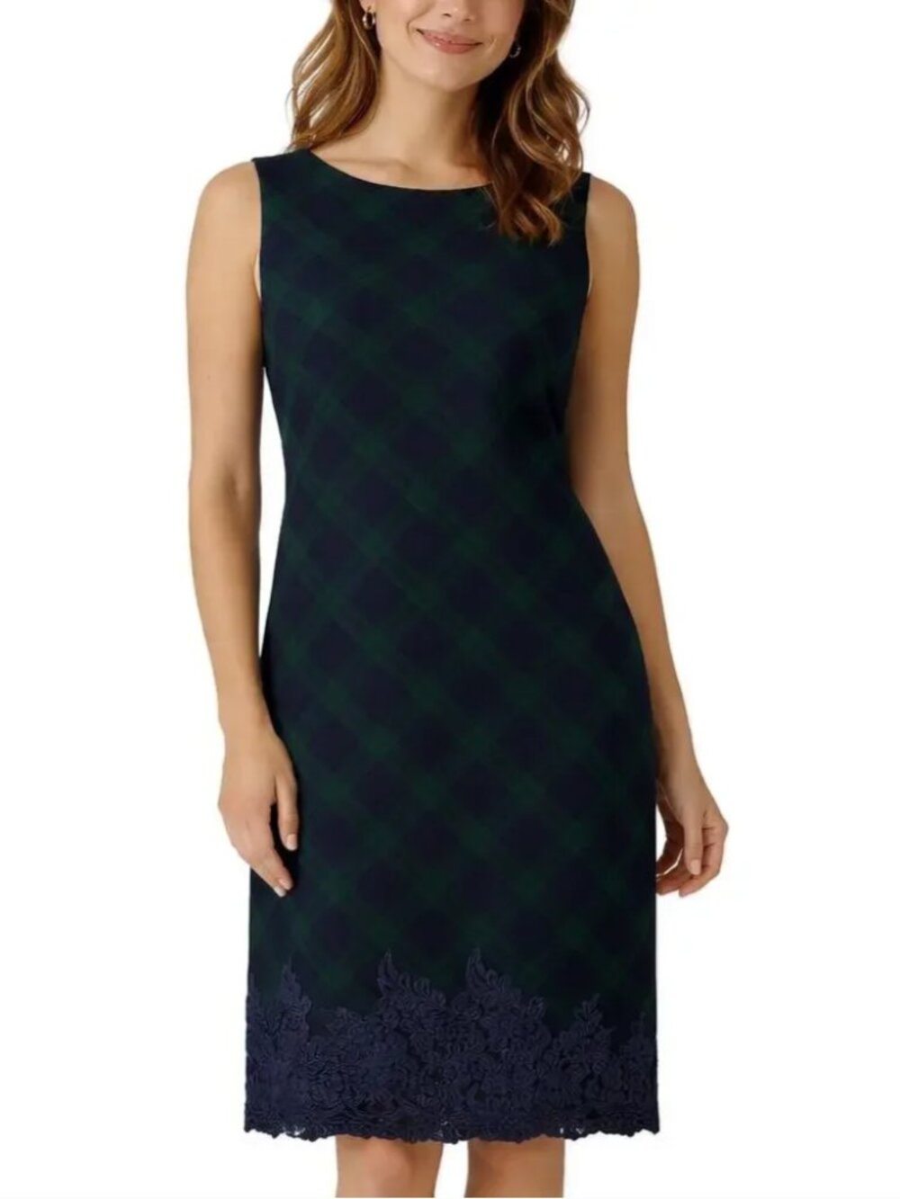 Talbots Blackwatch Plaid Dress Sheath Sleeveless Preppy Work Size 14